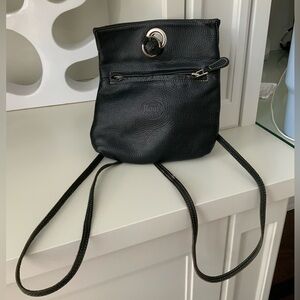 Vintage ROOTS Leather Backpack Black Tribe Pebbled Leather Everyday Use Unisex